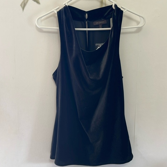 The Limited Black Velour Cowl Neckline Keyhole Back Tank Top - Picture 1 of 7